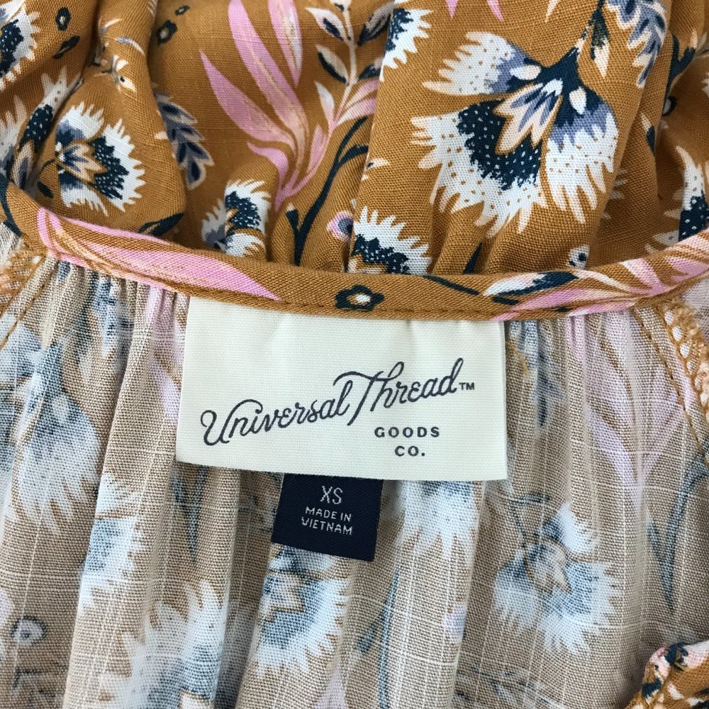 Universal Thread L/S Dress | Brown Floral | X-Small - Picture 11 of 12